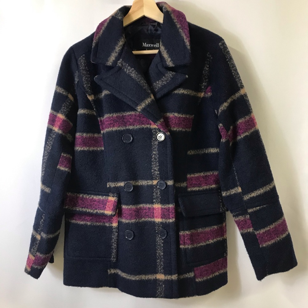 Host Pick Double Breasted Plaid Jacket Euc White … - image 8